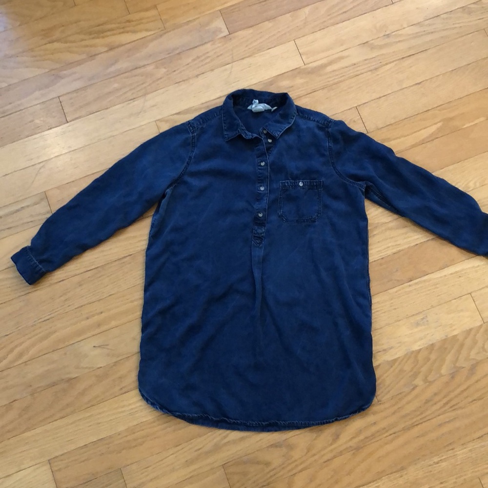 H&M LOGG Dark Rinse Supersoft Lightweight Denim Collared Popover Tunic/Dress 12